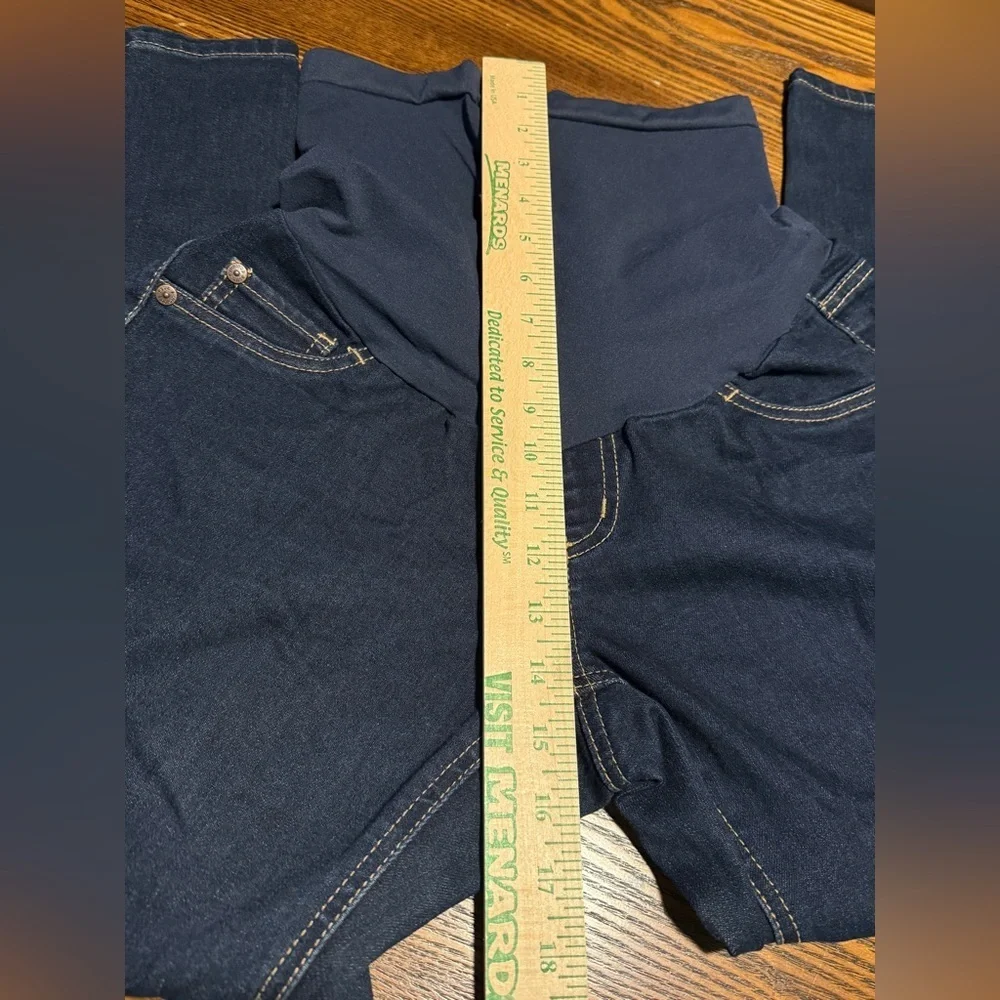 indigo Blue Maternity Skinny Jeans Womens PM Blue Dark Denim Comfort  Full Panel